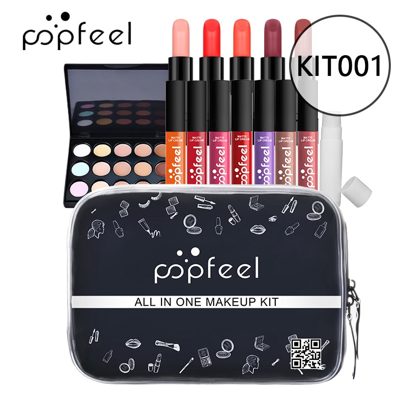 All In One Makeup Kit(Eyeshadow, LiGloss,Lipstick,Brushes,Eyebrow,Concealer)Beauty Cosmetic Bag