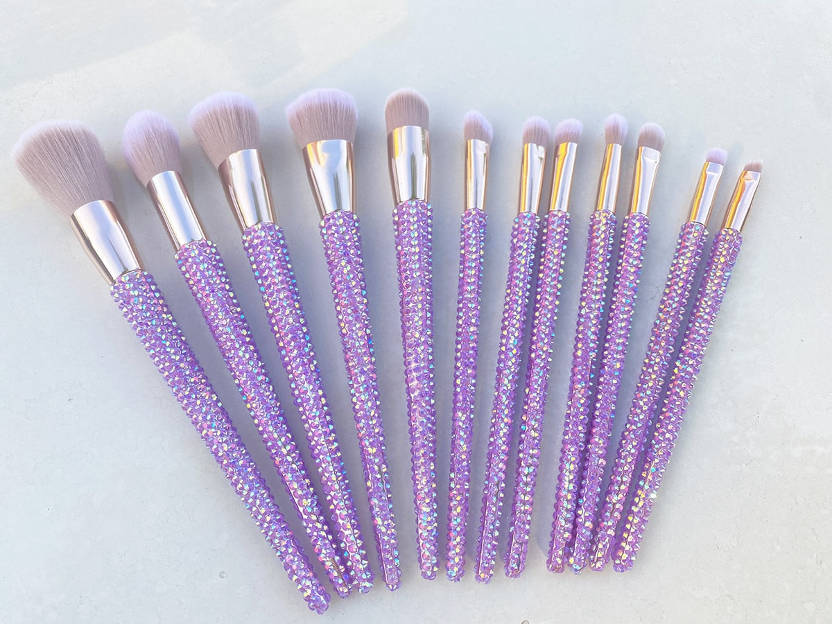 12Pcs/set Diamond-studded Makeup Brushes
